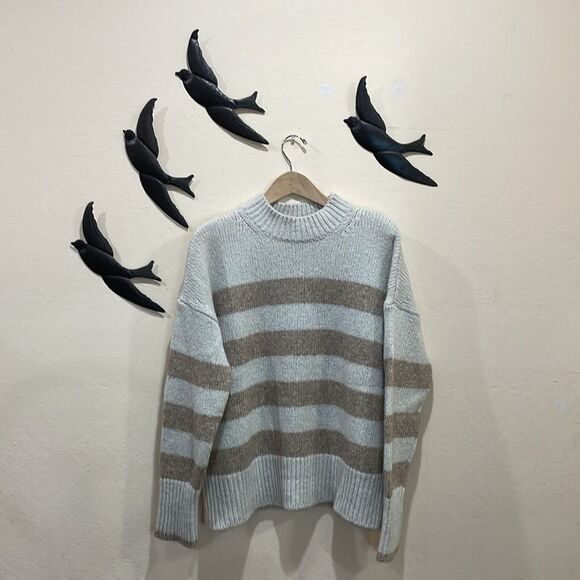 NEW! LA LIGNE Marin Striped Knitted Sweater In Cream & Tan Stripes - L - Picture 13 of 15